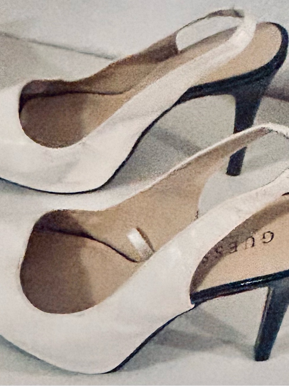 Guess White Slingback Stiletto Heels